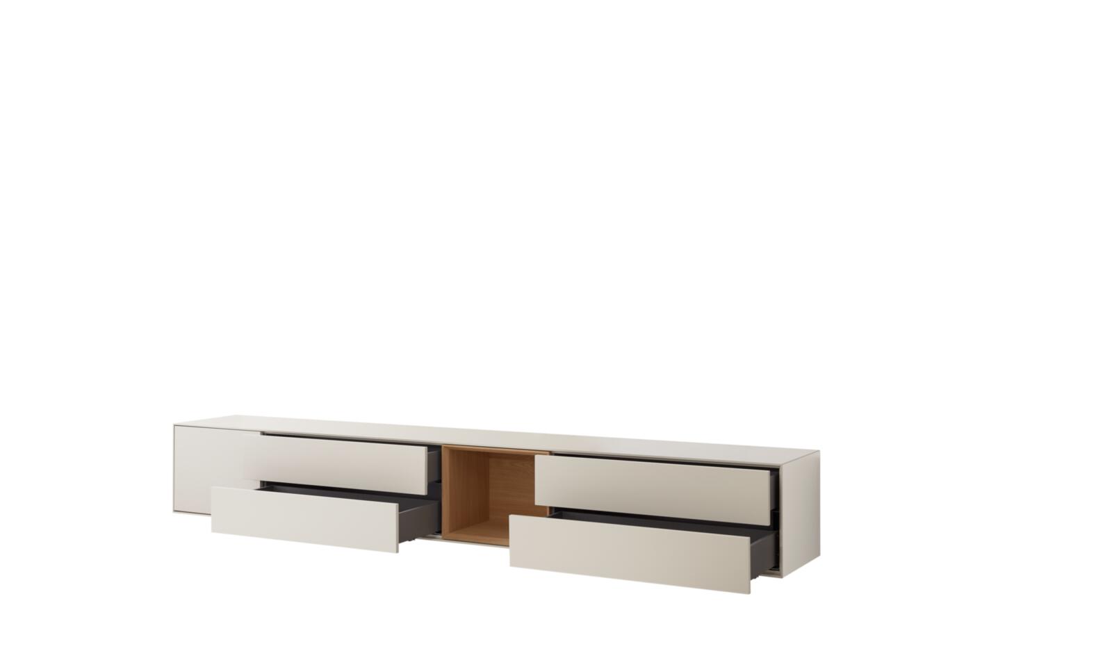 Interliving Lowboardkombination IL-2034 in Farbe Pastellsand matt lackiert/Eiche Echtholz furniert Interliving Lowboardkombination IL-2034 in Farbe Pastellsand matt lackiert/Eiche Echtholz furniert, Lowboard, TV-Lowboard, Schubladen, Holzakzent, Systemmöbel