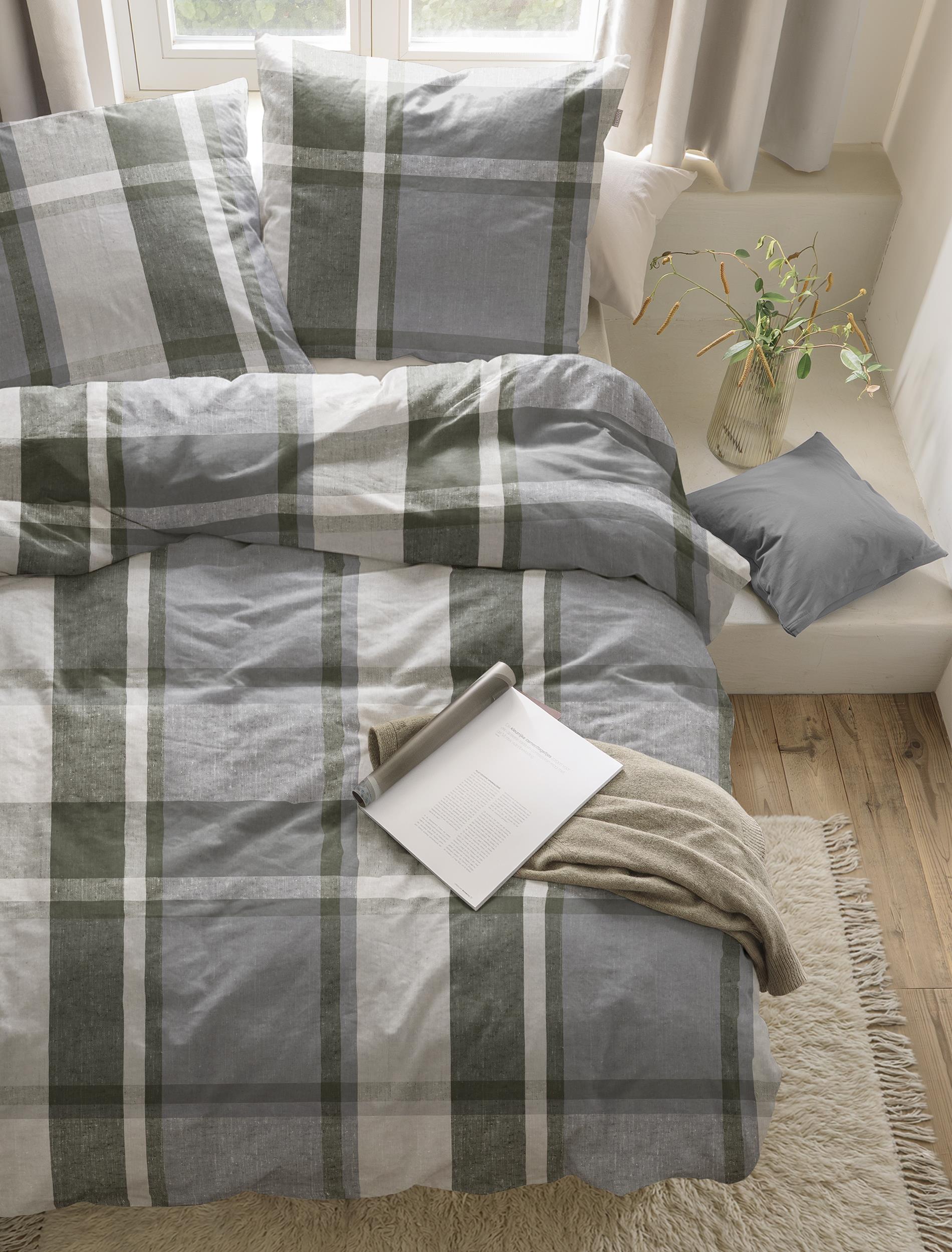 Irisette Bettwäsche MERAN ca. 135x200 cm in Farbe grün, Bettwäsche, Plaid, Graue Muster, Bettbezug, Kissenbezug