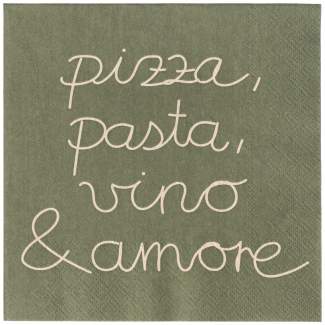 Serviette PIZZA, PASTA, VINO & AMORE in Pizza, Pasta, Vino & Amore, pizza, pasta, vino, amore, handwritten