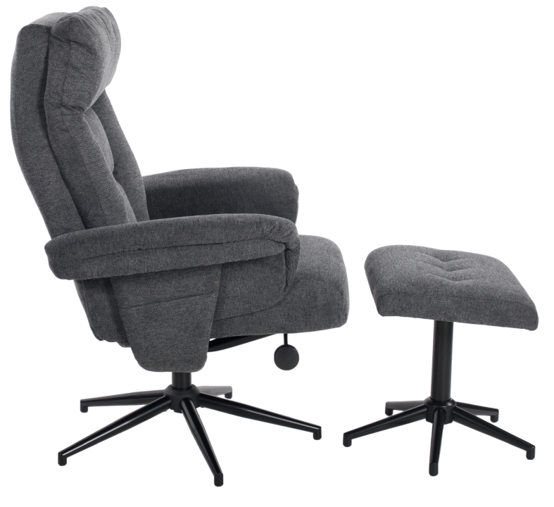 Relaxsessel mit Hocker OLVERA in Bergamo-Webstoff anthrazit