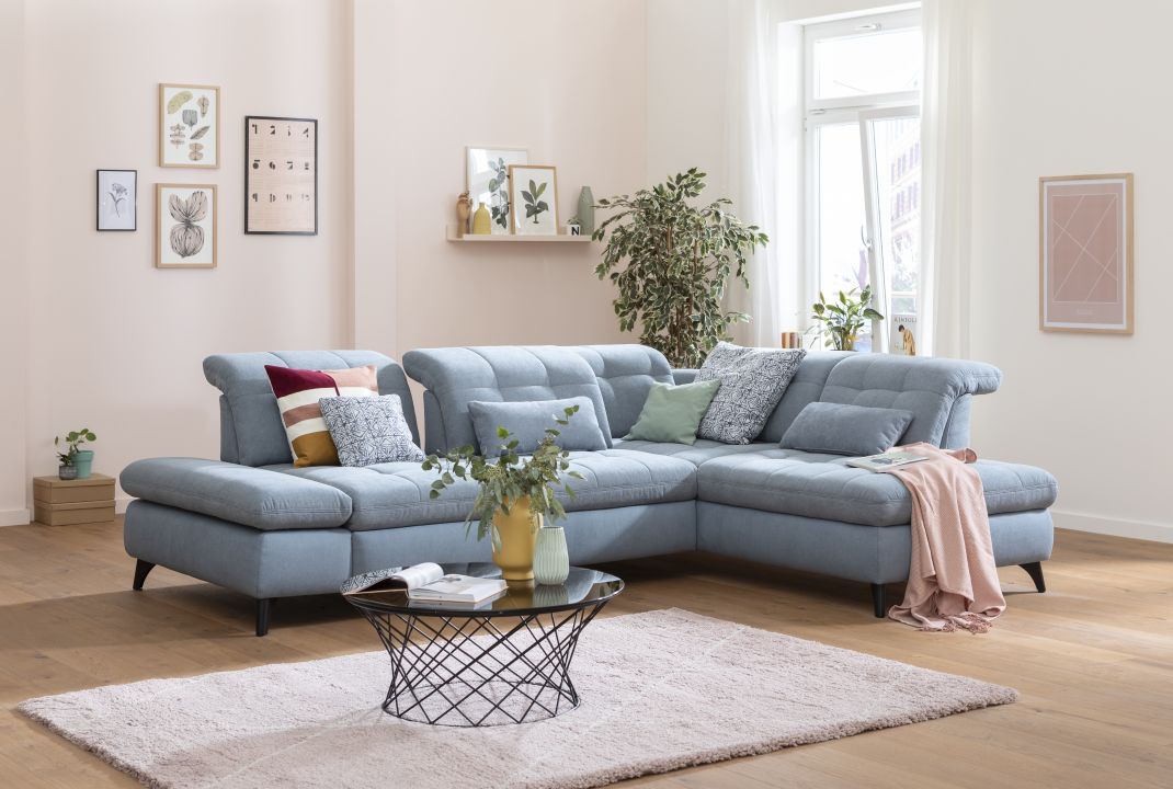 Poco Polsterecke SANTA ROSA ca. 322 x 275 cm in Stoff Mirands lightblue