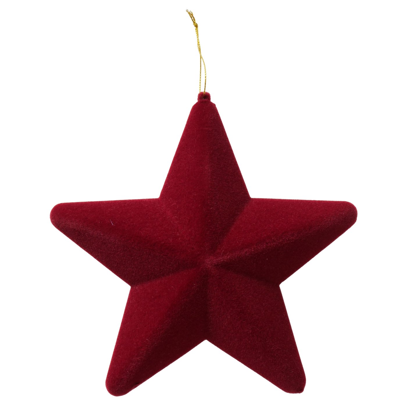 Boltze Dekoanhänger Pure X-Mas Holzwerkstoff Rot, Weihnachtsanhänger, Stern, rot, Filzoptik, Aufhängeschnur