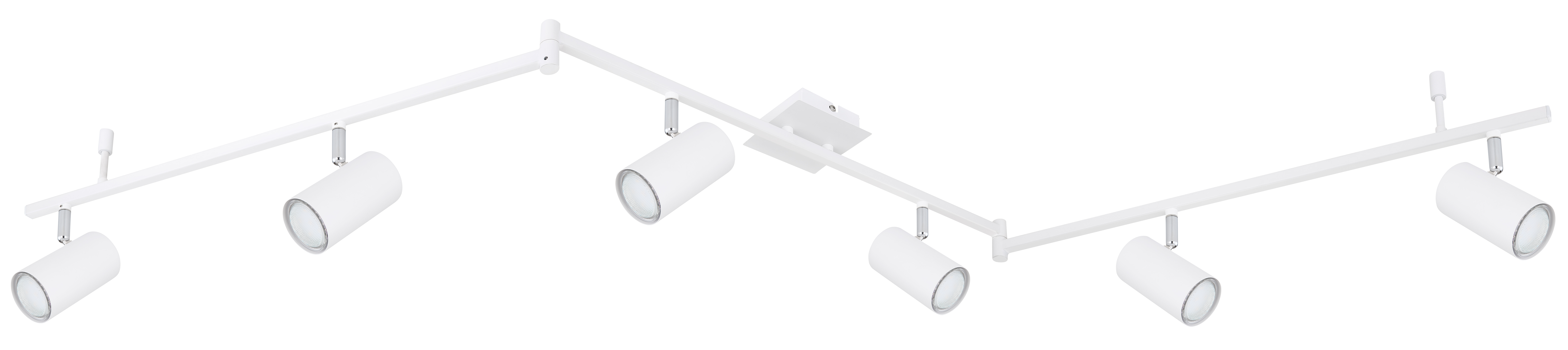 Strahler in Metall verchromt weiß, Deckenleuchte, Spots, Spotsleuchte, Track lighting, weiß
