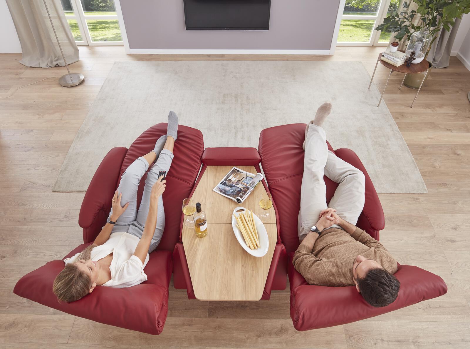Comfortmaster Trapezsofa in Leder Longlife merlot