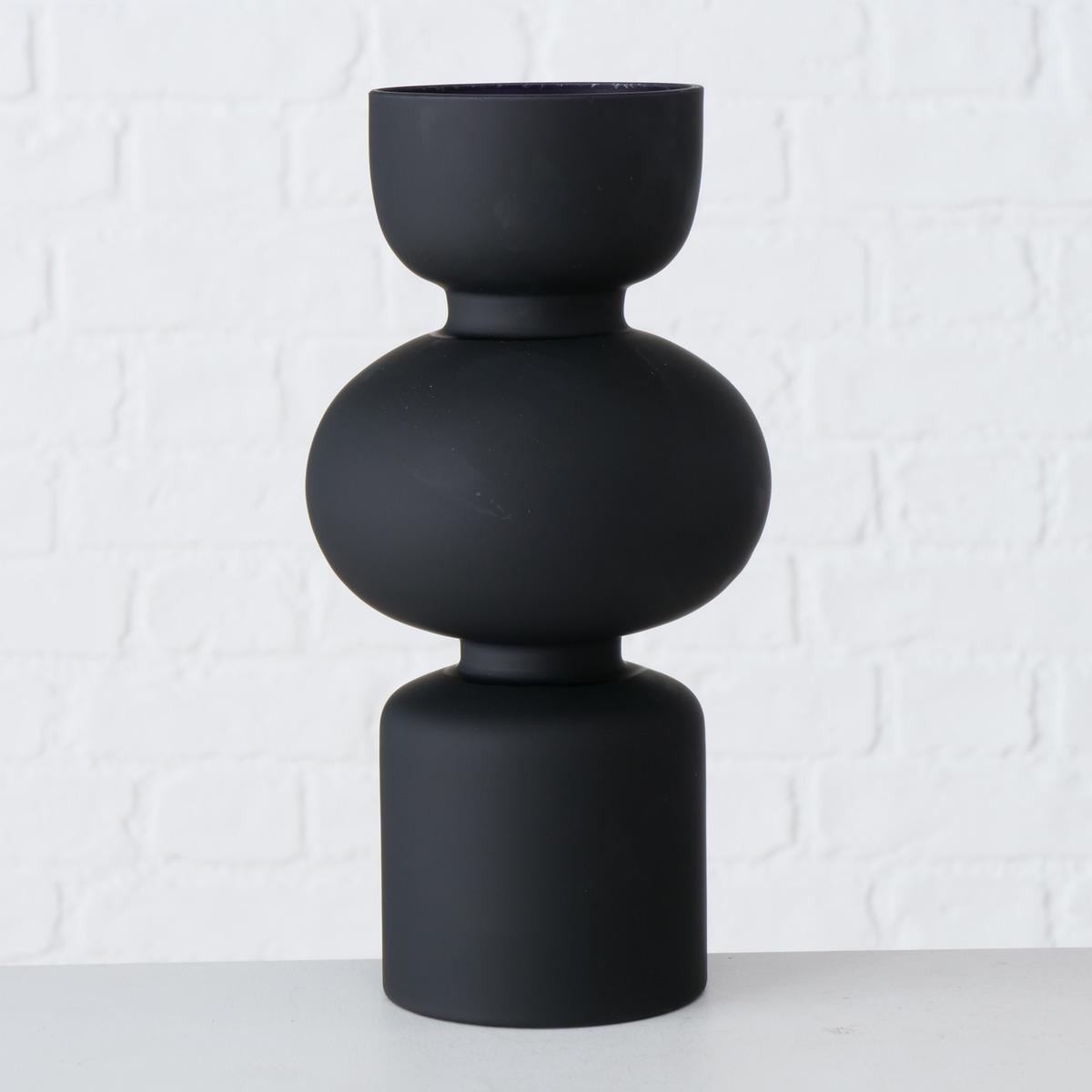 Boltze Vase Nelika 2005925 Glas Schwarz, Vase, Schwarze Keramik, Matte Oberfläche, Skulpturale Form