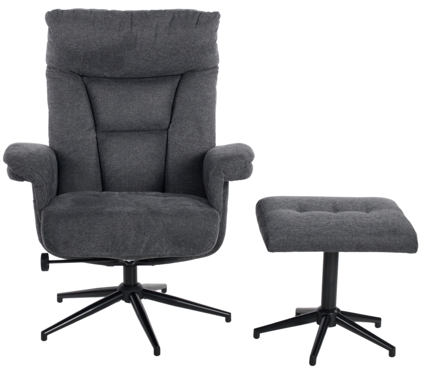 Duo Collection Relaxsessel mit Hocker OLVERA in Stoff Bergamo anthrazit