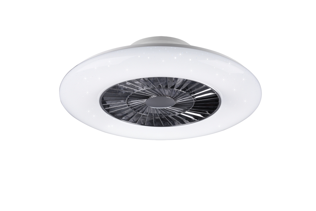 Reality Leuchten LED-Ventilator VISBY in chrom, Glas Kunststoff weiß matt