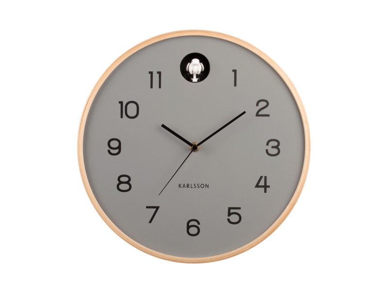 Wanduhr NATURAL CUCKOO in Fb mausgrau, D .31,5 cm, wanduhr, wanduhr grau, runduhr, quarzuhr, holzrahmen