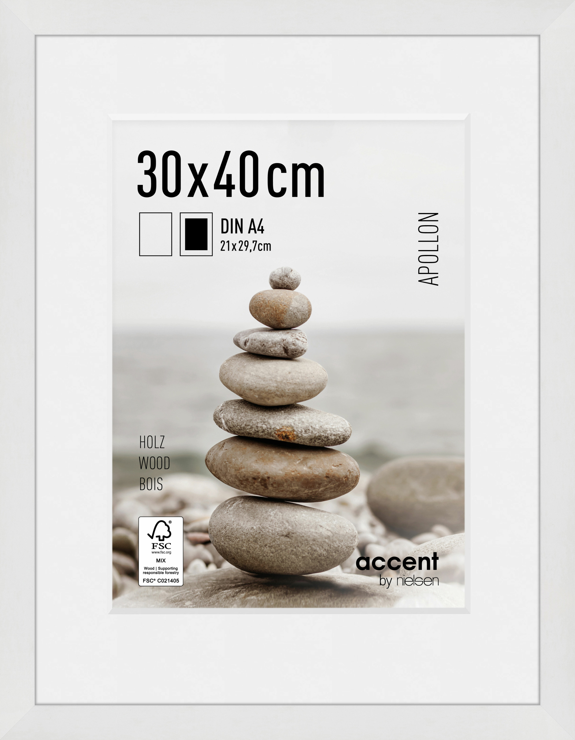 Accent by Nielsen Holz Bilderrahmen Apollon ca. 30x40cm in Farbe White