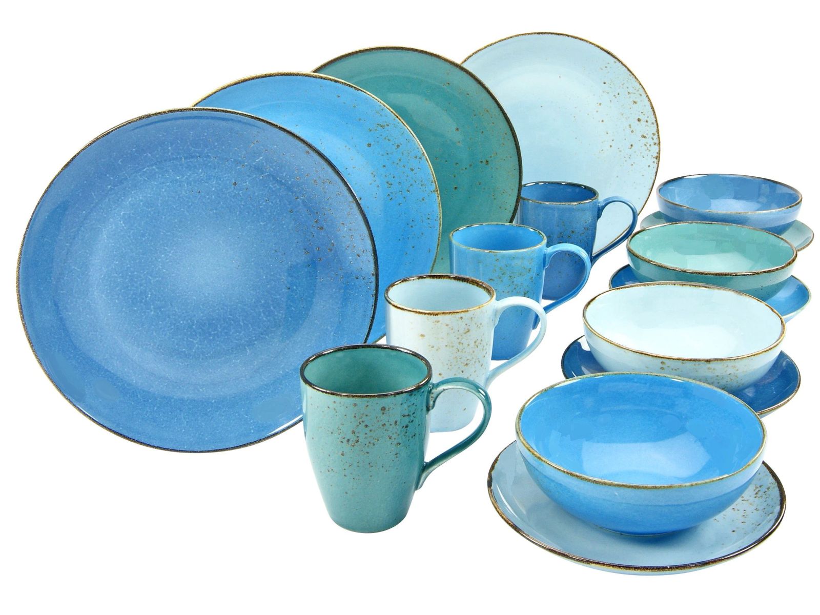 CreaTable Kombiservice 16-tlg. Nature Collection in Farbe Aqua glänzend