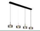 Globo LED-Hängeleuchte in schwarz matt/Glas rauchfarbig, Zimmer, Duscharmatur, Lampe, Beleuchtung, Leuchter