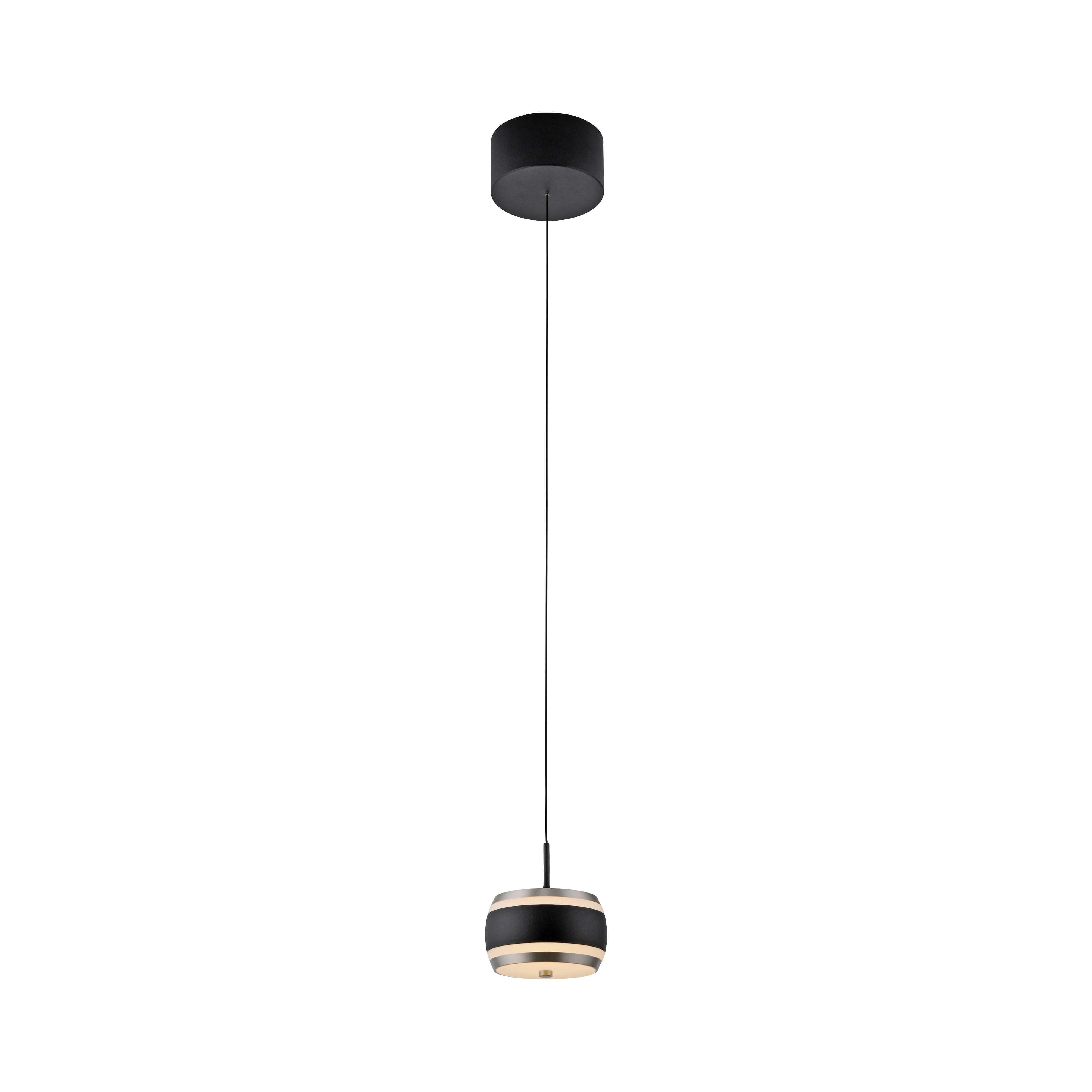 Paul Neuhaus LED-Pendelleuchte PURE FALLING RINGS 1-flammig in Farbe black pearl/diamond, hängelampe, pendellampe, schwarz, glatt, runde schale