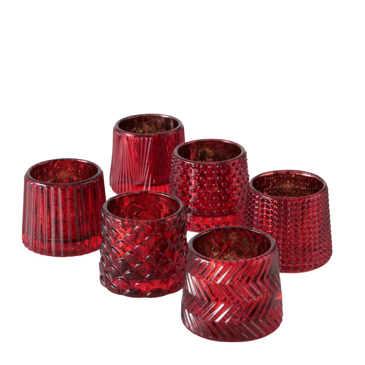 Boltze Teelichthalter ca. H7 cm, D8 cm in 350 Rot, Pokal, Zubehör