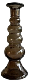 Fynch-Hatton Kerzenständer SAFI in Farbe walnut, Glas, Kerzenhalter, Dunkelbraun, schwungform, großer Sockel