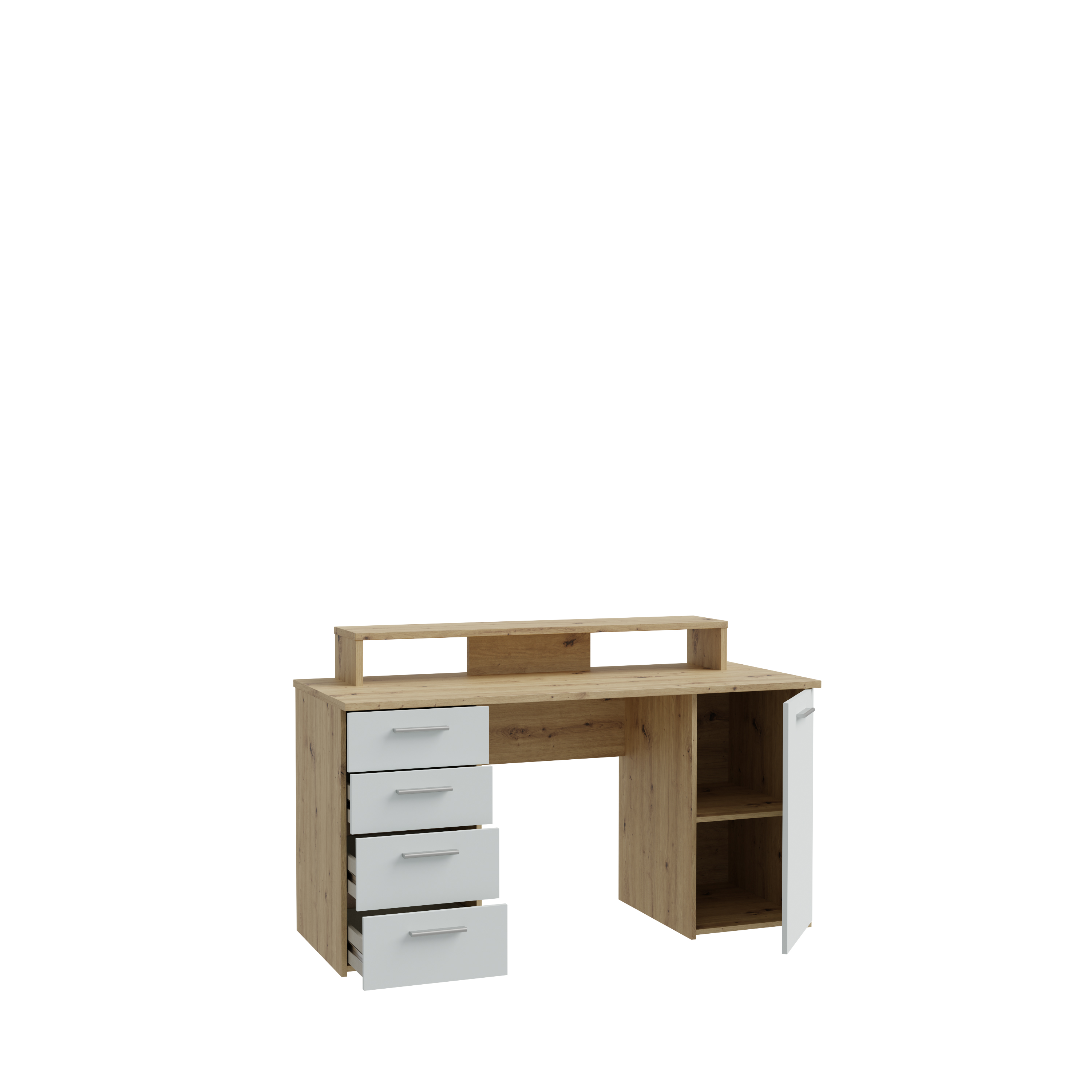 Forte Schreibtisch NET106 in Secret grey mit Artisaneiche