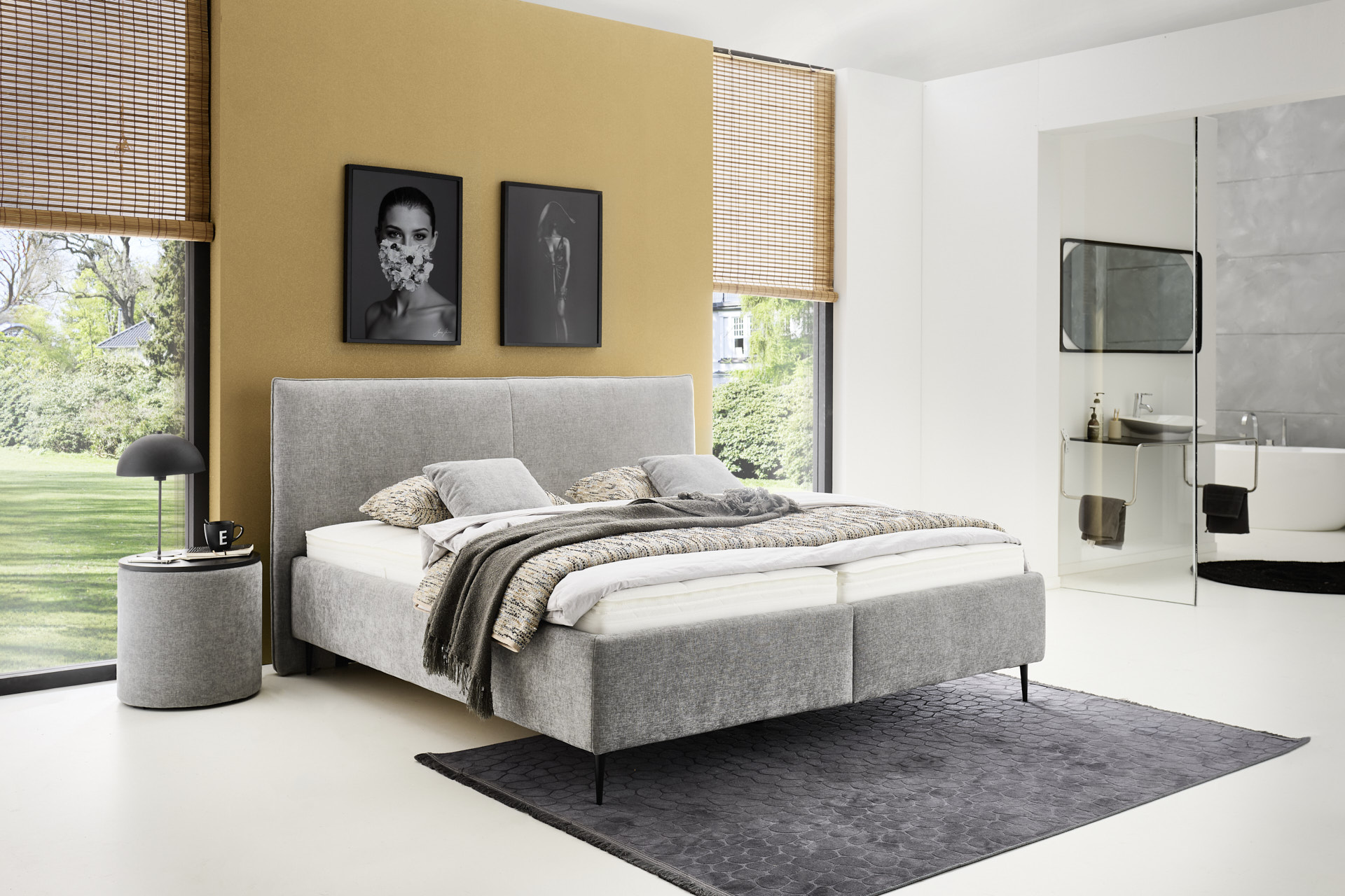 Oschmann Comfortbetten Polsterbett DREAMPLACE 2,0 PB ca. 180x200cm in Farbe Harry rose, Bett, Schlafzimmer, graues Bett, Stoffbezug, Nachttisch