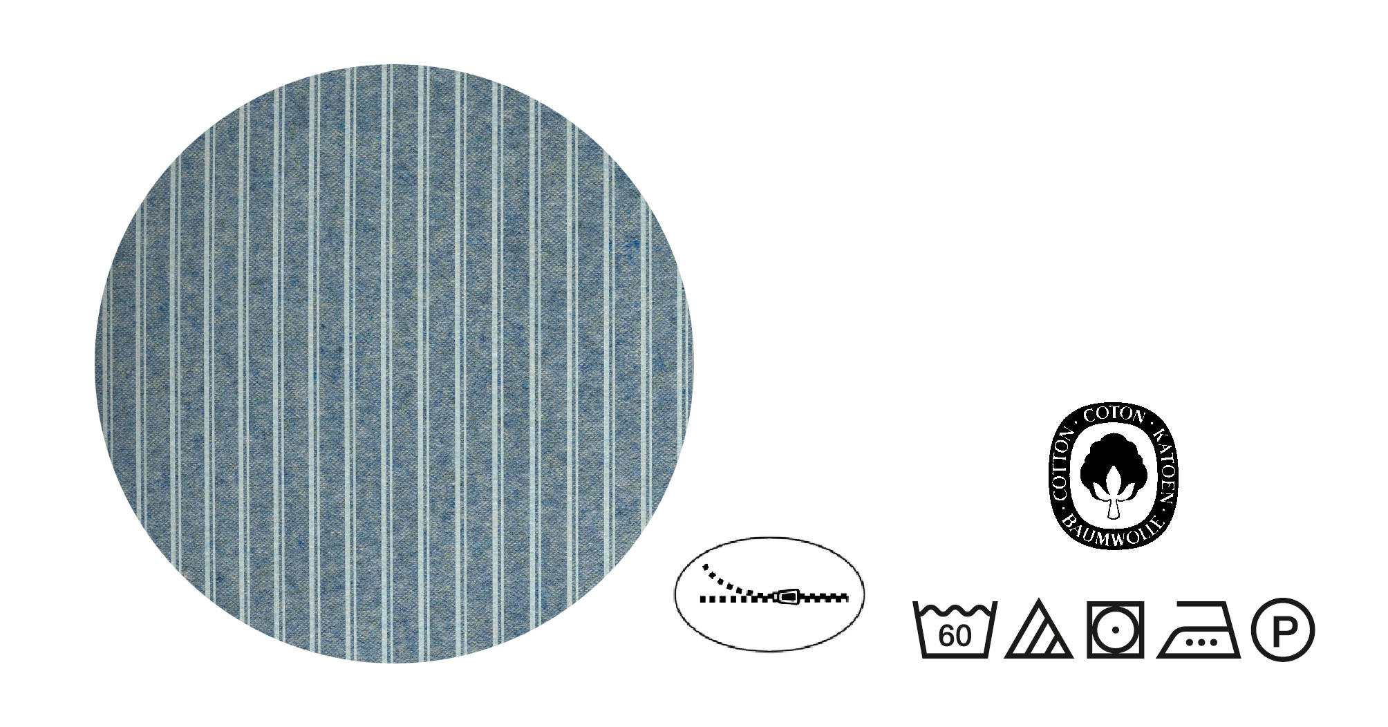 biberna Melange-Flanell-Bettwäsche ca. 155x220cm in Farbe Blau, Stoff, Streifen, Jeansblau, Textil, Panel