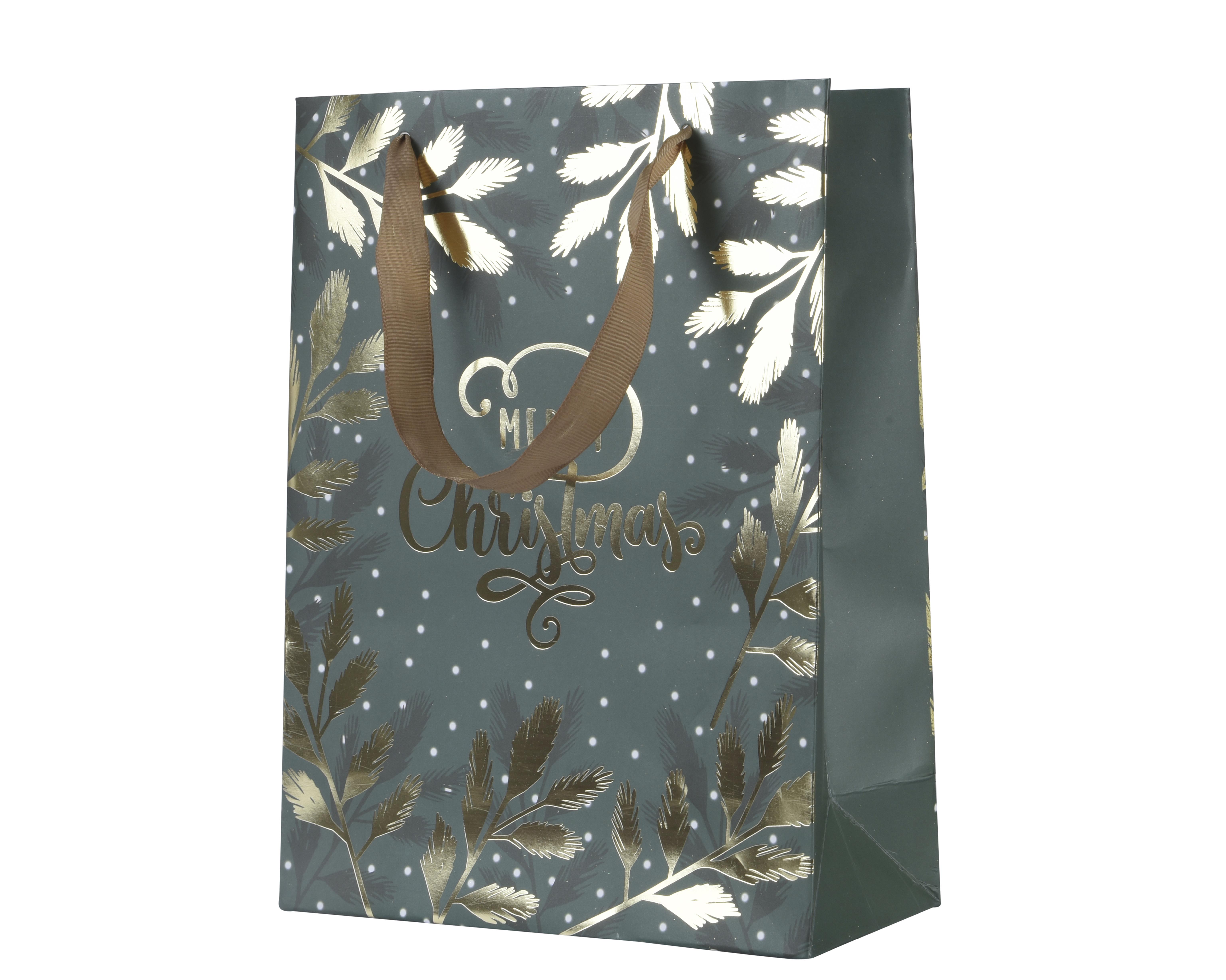 Kaemingk Geschenktasche 16x42x48cm 461828 ca. 16x42x48 cm in grün/gold, Tasche, Einkaufstasche, Tragetasche