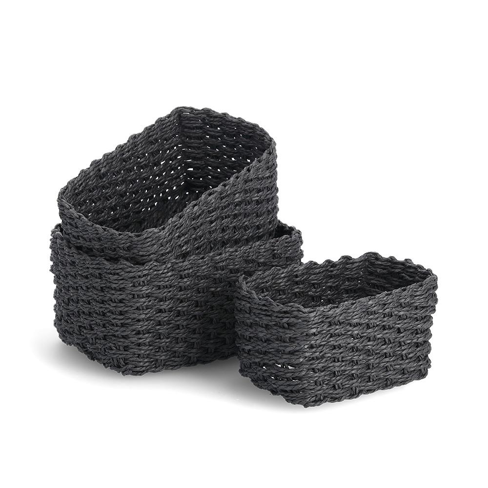 Zeller Aufbewahrungskorb-Set 3-tlg. 14472 in Farbe Schwarz Zeller Aufbewahrungskorb-Set 3-teilig aus Papiergeflecht in schwarz