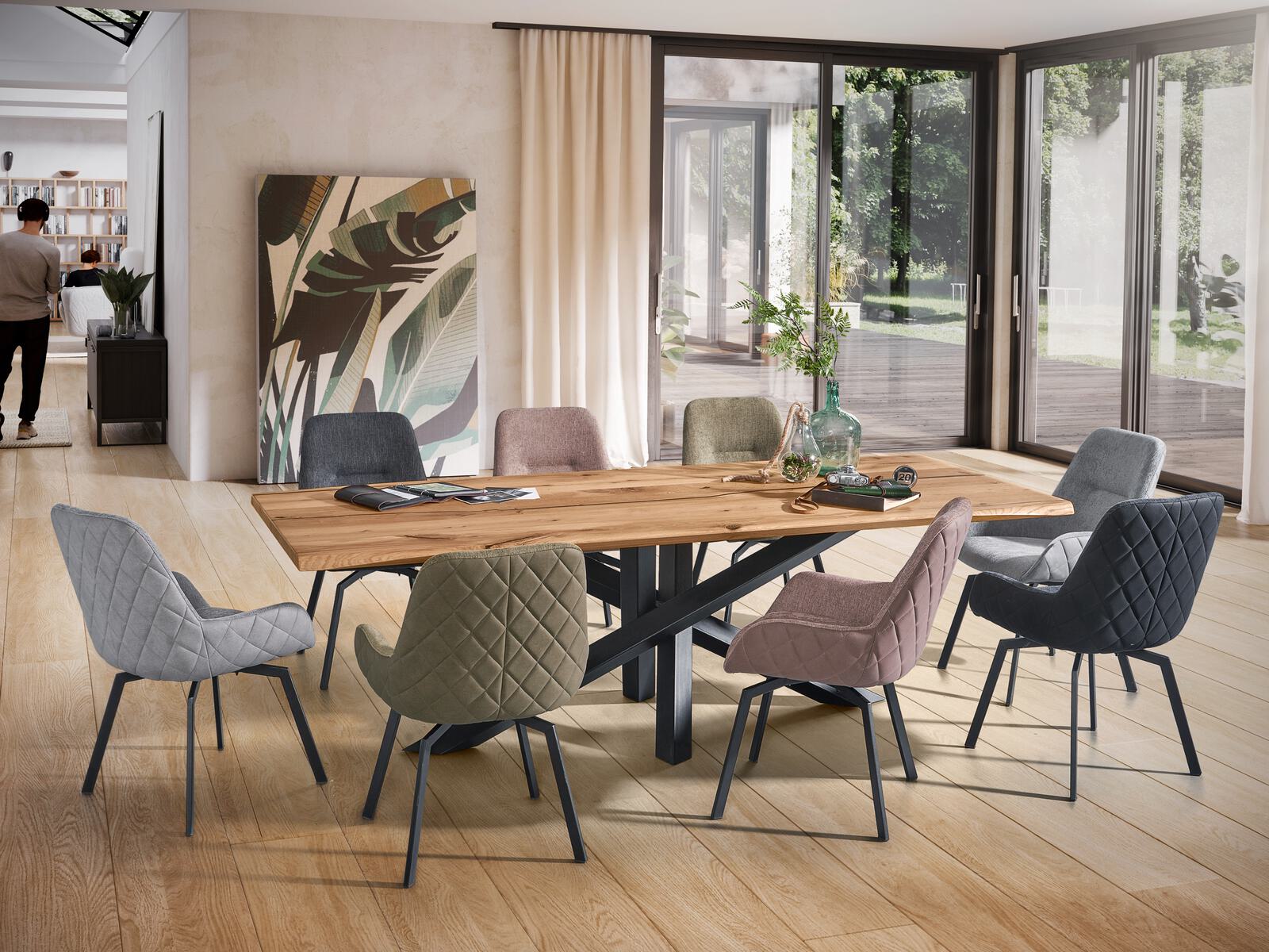 Esstisch in Holzfarben Frankenmöbel Esstisch mit Spinnenfuß ca. 240x100cm in Wildeiche massiv geölt