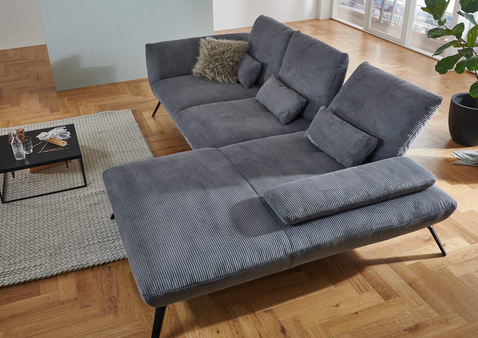 Poco Polstergruppe DOVER ca. 301x191cm in Stoff Cord Lincoln hellgrau