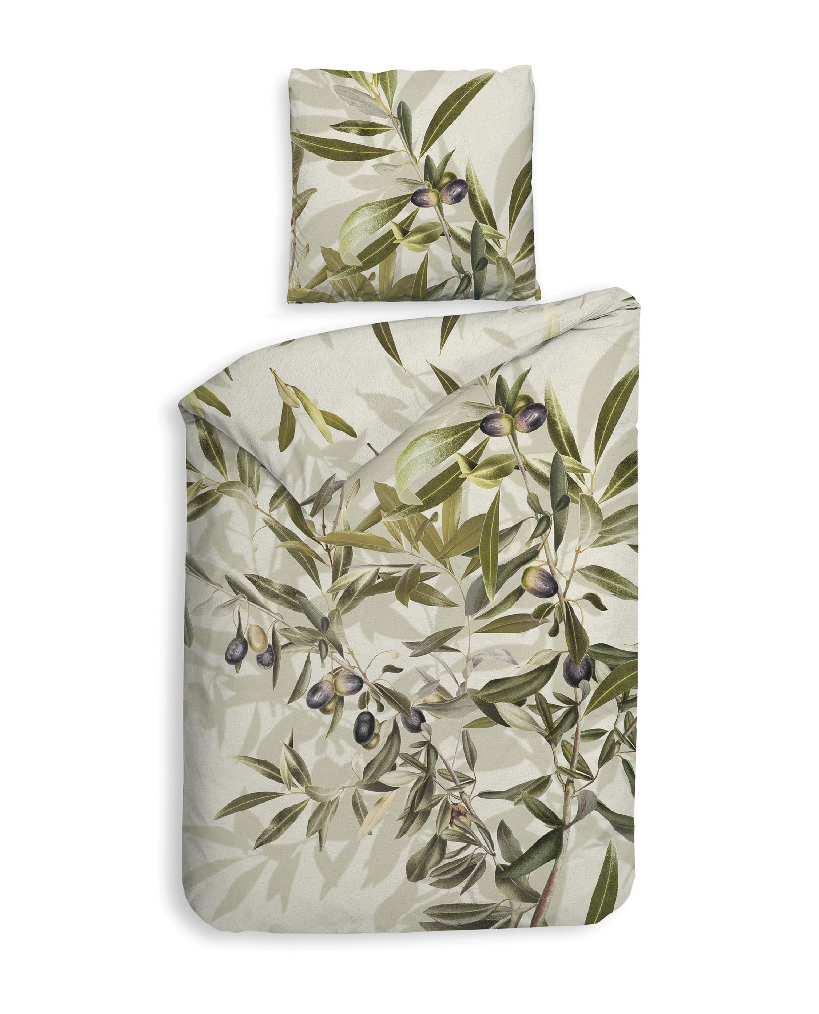 Bettwäsche ca. 155x220cm GRANETTA in Grün, bettwäsche, olivenzweige, olive branches, grün, muster