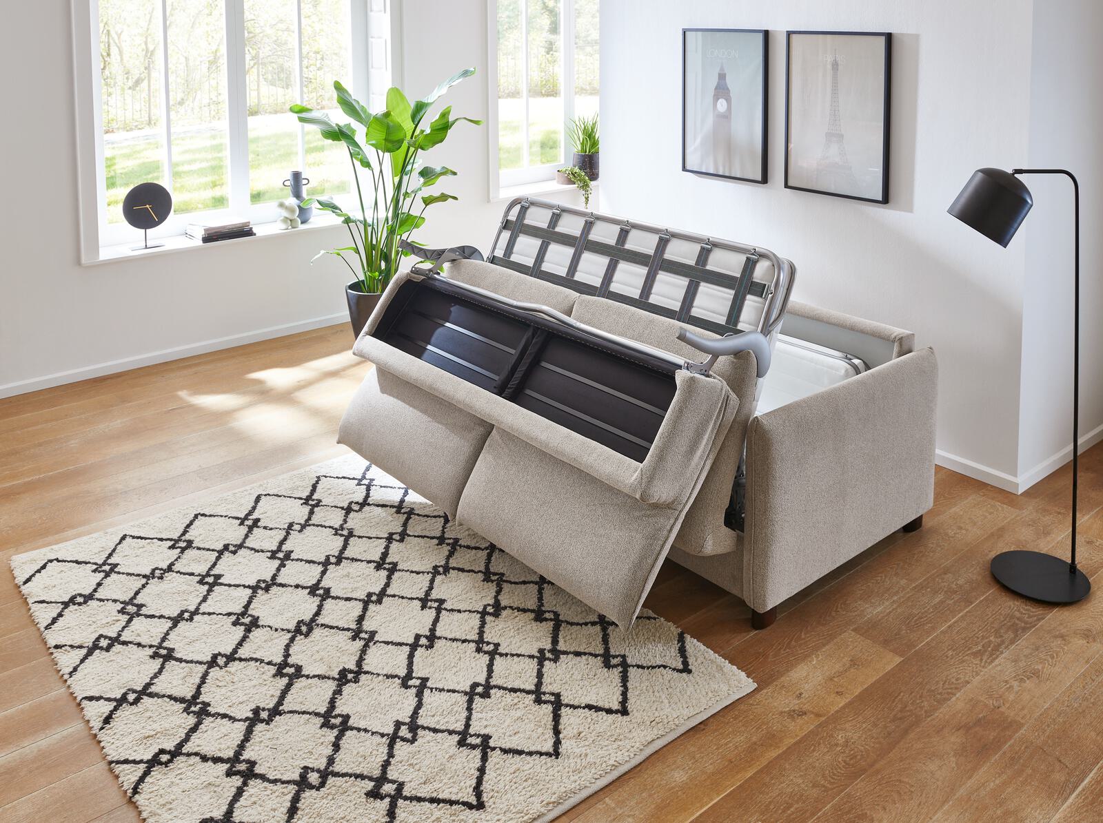Schlafsofa FLORENZ ca. 140x208cm in Stoff beige