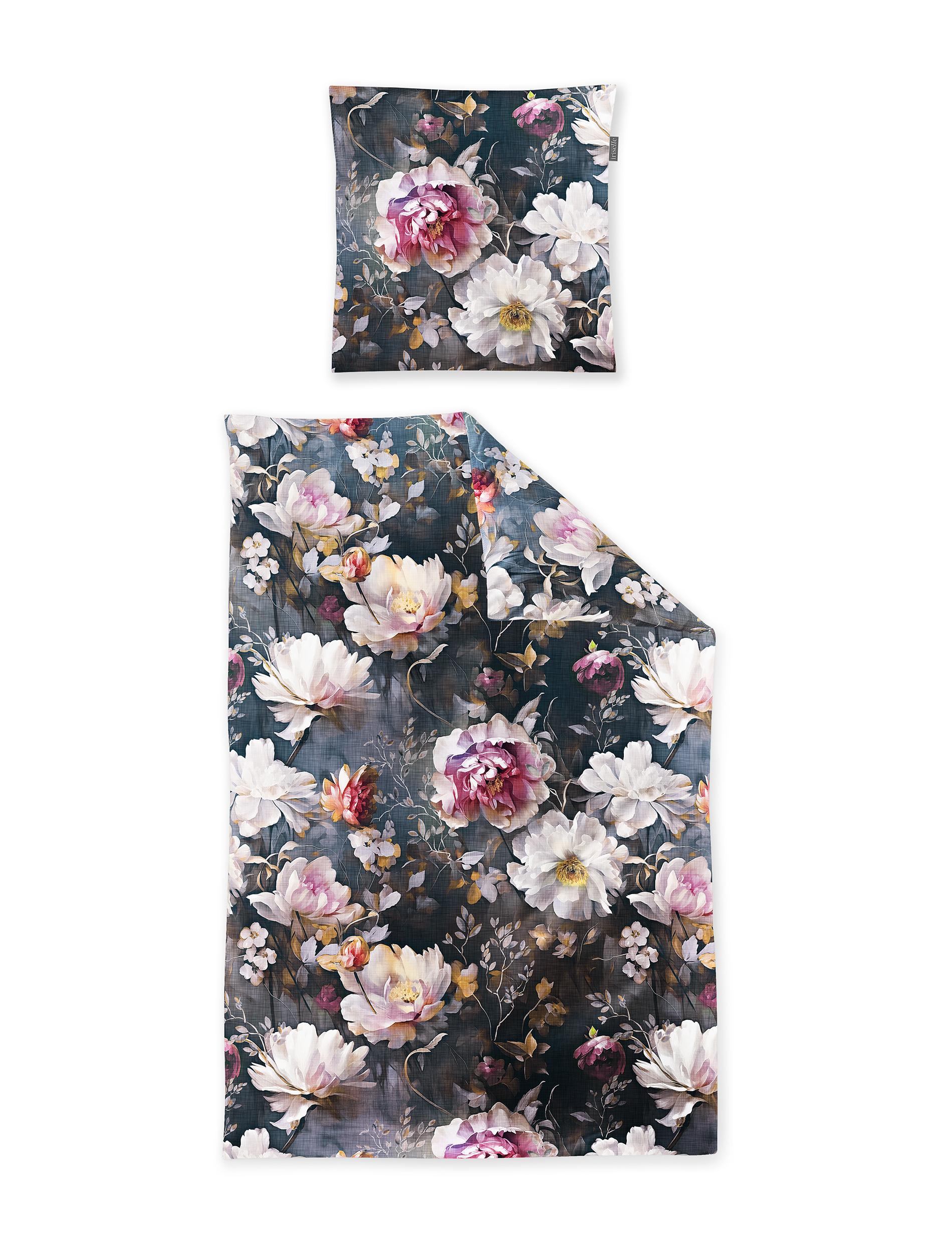 Irisette Mako-Satin Bettwäsche WAVE ca. 155x220cm in Farbe multi, Formelle Kleidung, Kleid, Blume, Blütenblatt, Blumen-Arrangement