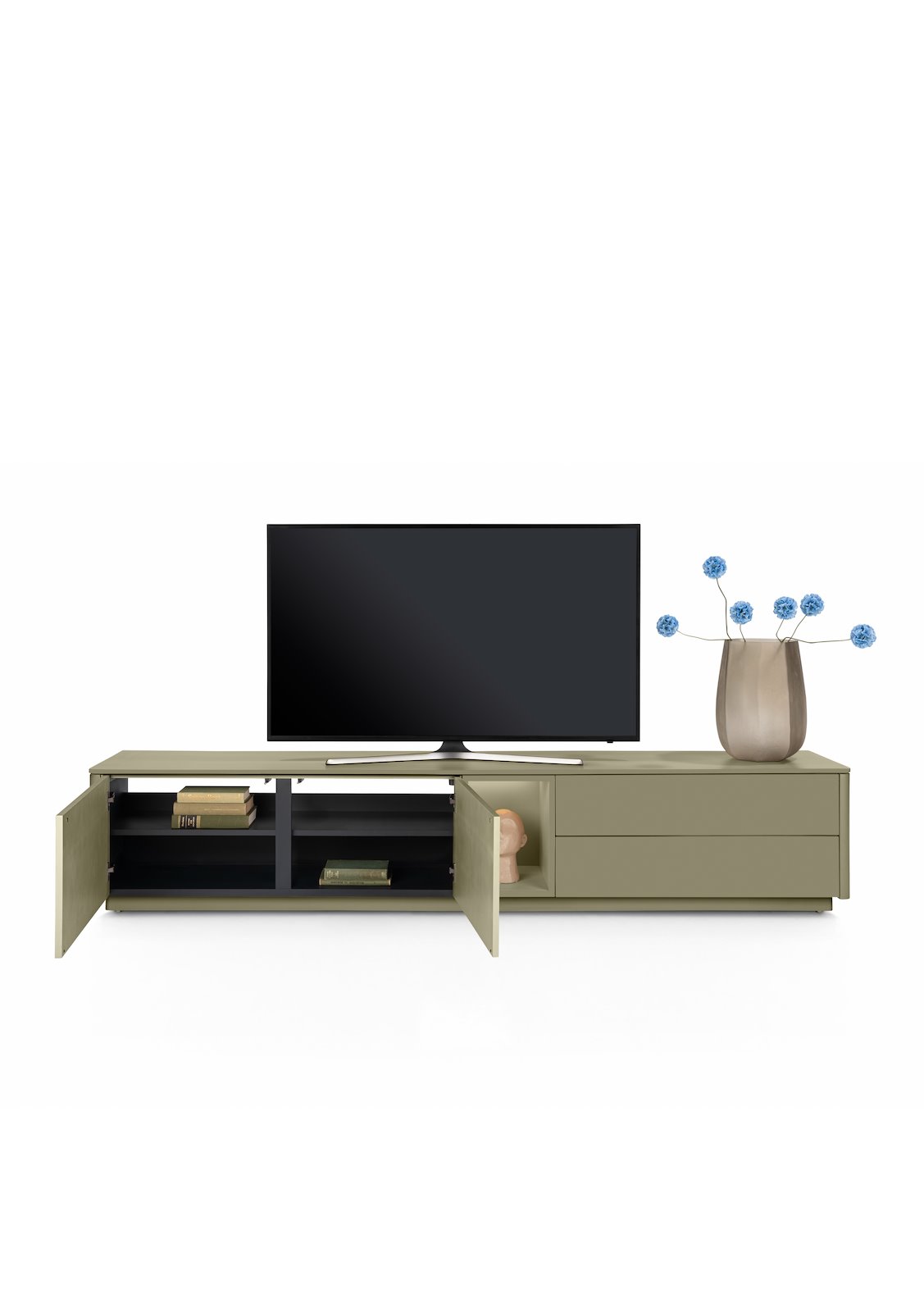 XOOON Lowboard TRENTINO ca. B240 H56 T42 cm in MDF olive lackiert, 电视柜, 电视柜组合, 储物柜, 现代家具, 摆件收纳