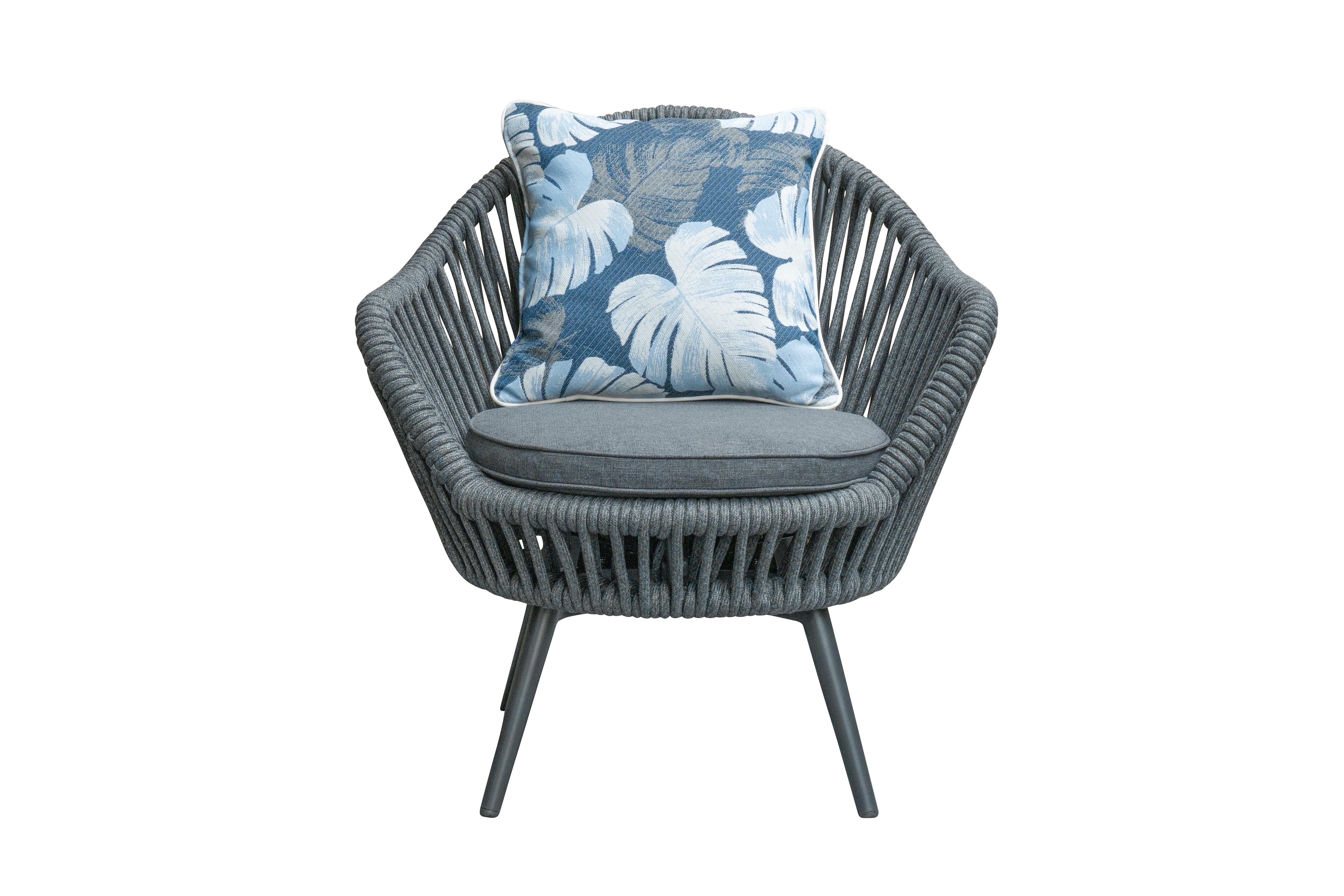 L.C. Wholesaler Drehsessel BARI ca. B81,5 H83,5 T77,5 cm in Rope Farbe dunkelgrau