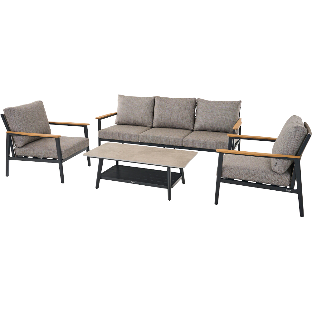 Lounge-Set 4-teilig LIGURIA in Farbe Gardino®-Geflecht twisted in taupe grau Lounge-Set 4-teilig LIGURIA in Farbe Gardino®-Geflecht twisted in taupe grau , Couch, Mobiliar, Kaffeetisch, Tabelle, Stuhl