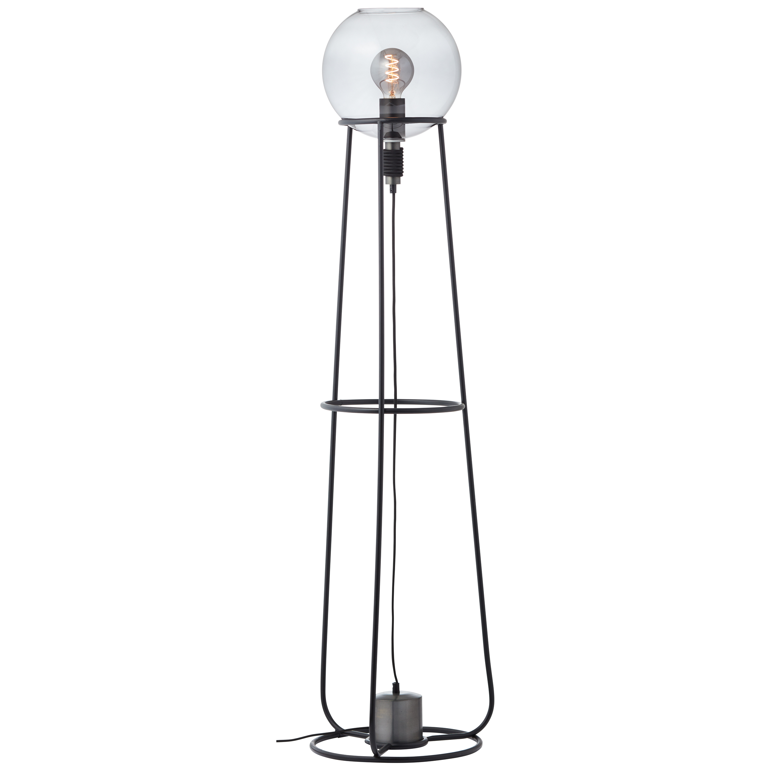 Brilliant Standleuchte PHEME 1-flammig in Metall schwarz/Glas silberfarben