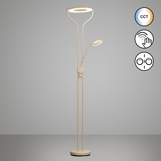 Fischer & Honsel LED-Stehleuchte DAVOS 1-flammig in Farbe Metall sandfarbig, Lampe