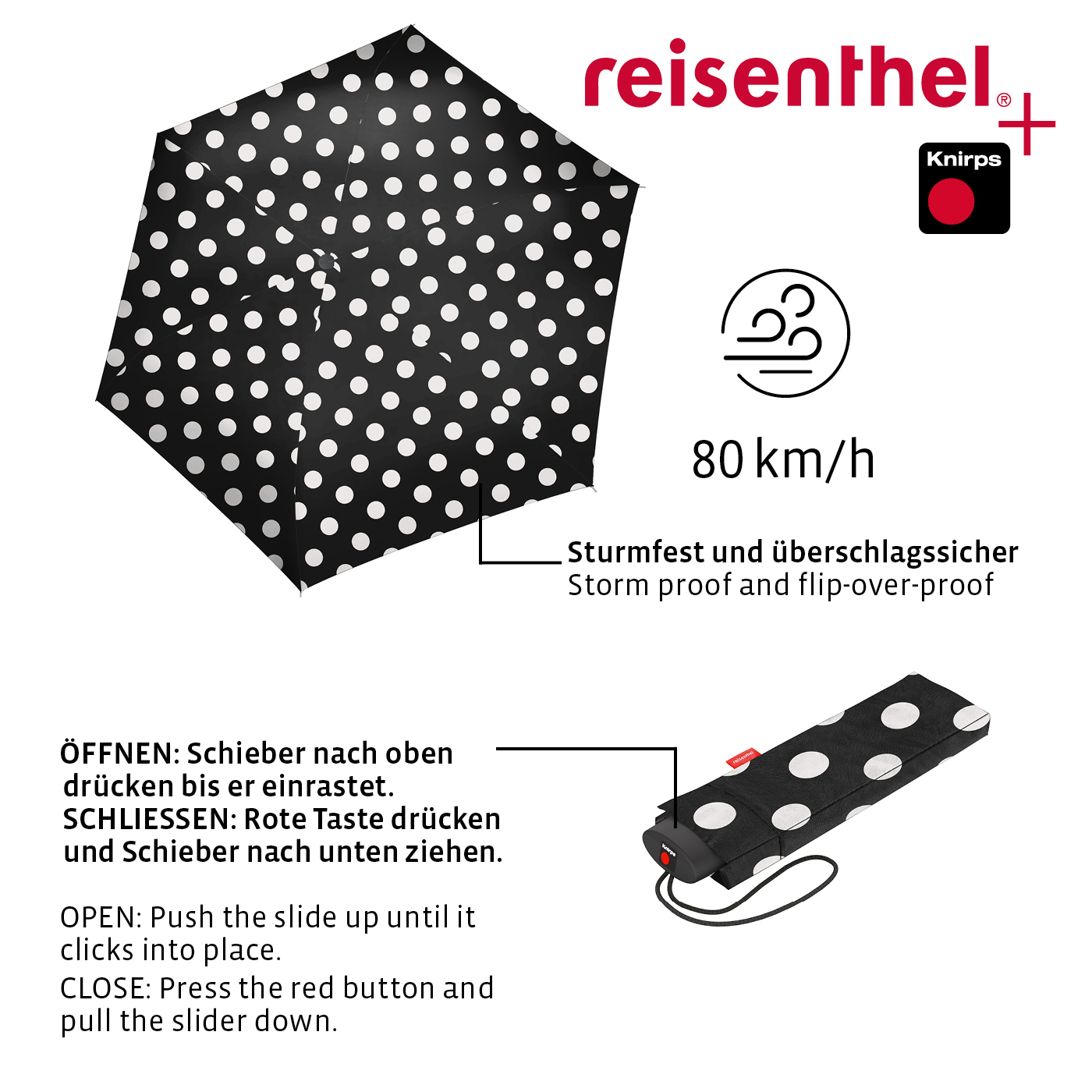 Reisenthel UMBRELLA POCKET MINI in Farbe dots white