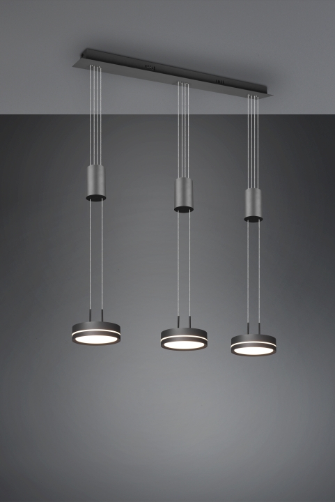 Trio LED-Pendelleuchte FRANKLIN in anthrazit, Schirm Aluminium anthrazit