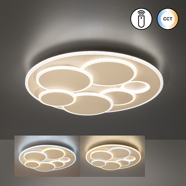 Fischer & Honsel LED-Deckenleuchte DOTS 1-flammig in Farbe Metall sandfarbig/Acrylglas satiniert, Deckenleuchte, Lampe, Leuchte