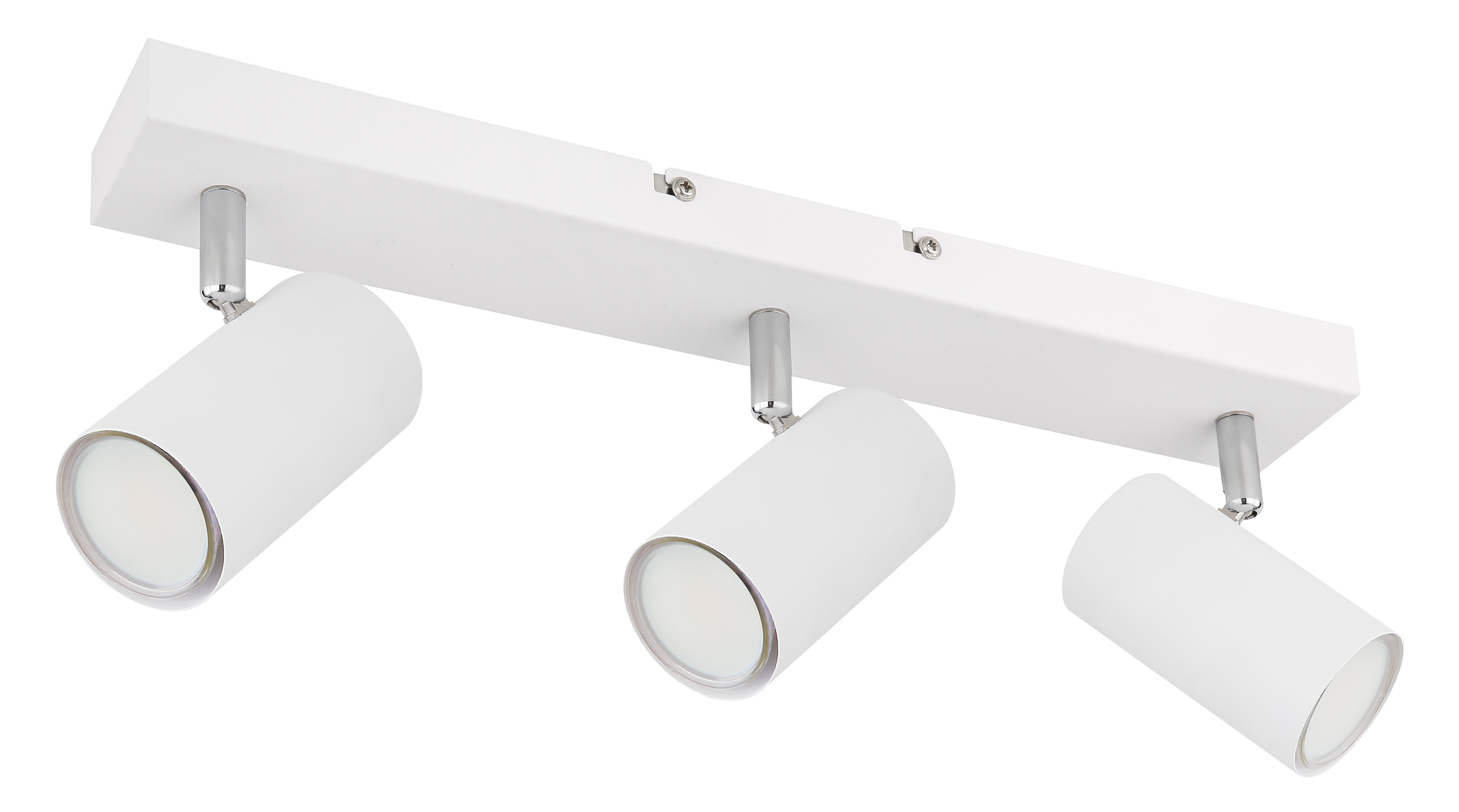 Strahler ROBBY in Meall verchromt weiß, Spotslampe, Deckenspot, Drei Köpfe, Weiß, Wand- oder Deckenleuchte