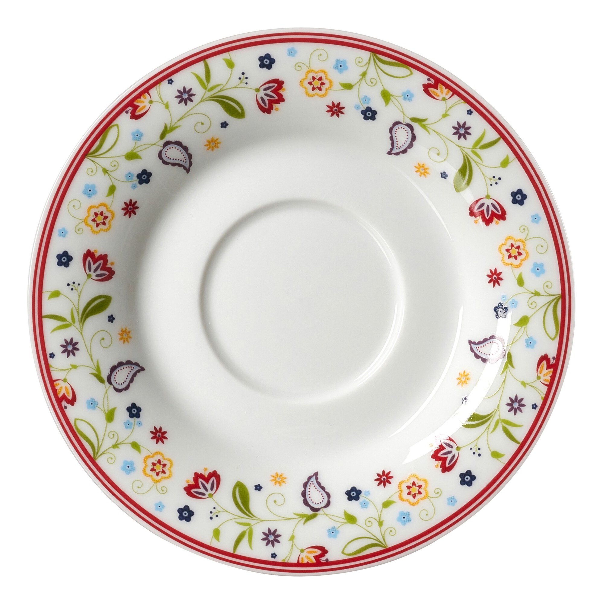 Ritzenhoff & Breker Tee-Untertasse OSTFRIESE 12,5cm aus Porzellan bunt, Teller, Porzellan, Blumenmuster, Dekorring, Flache Teller