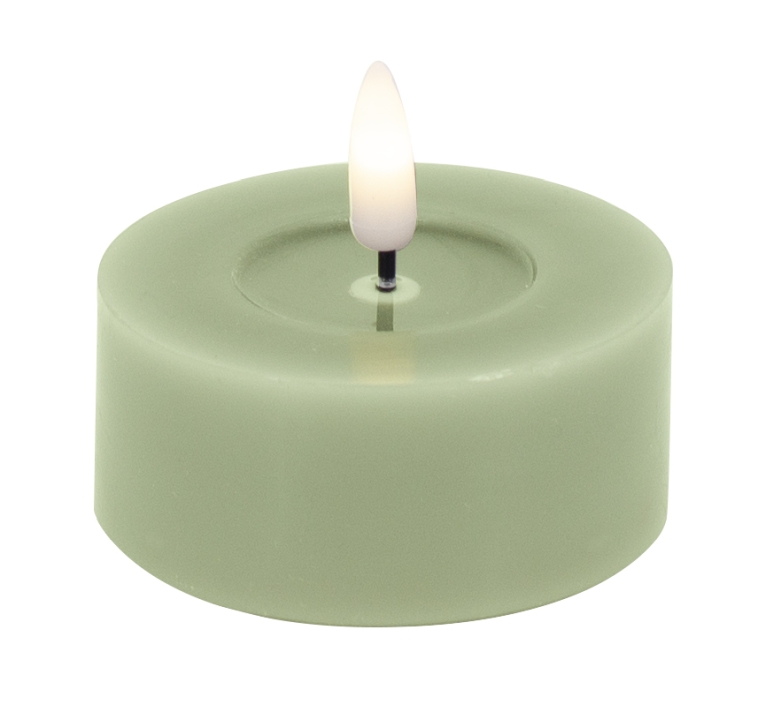 L.C. Wholesaler LED-Teelicht 2er-Set BASIC ca. Ø 6, H 3cm in green smooth, 6.8x3cm