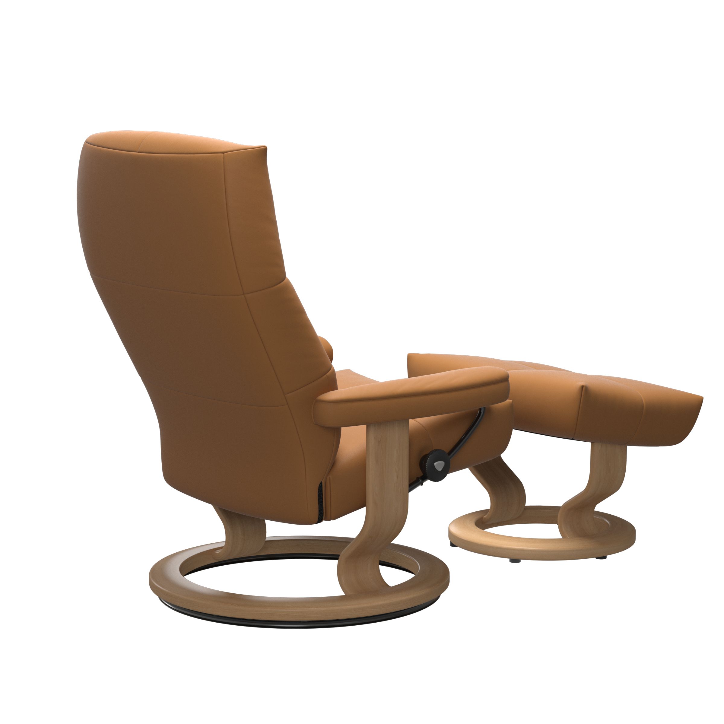 Stressless Sessel mit Hocker DAVID CLASSIC (M) in Leder Batick New Caramel