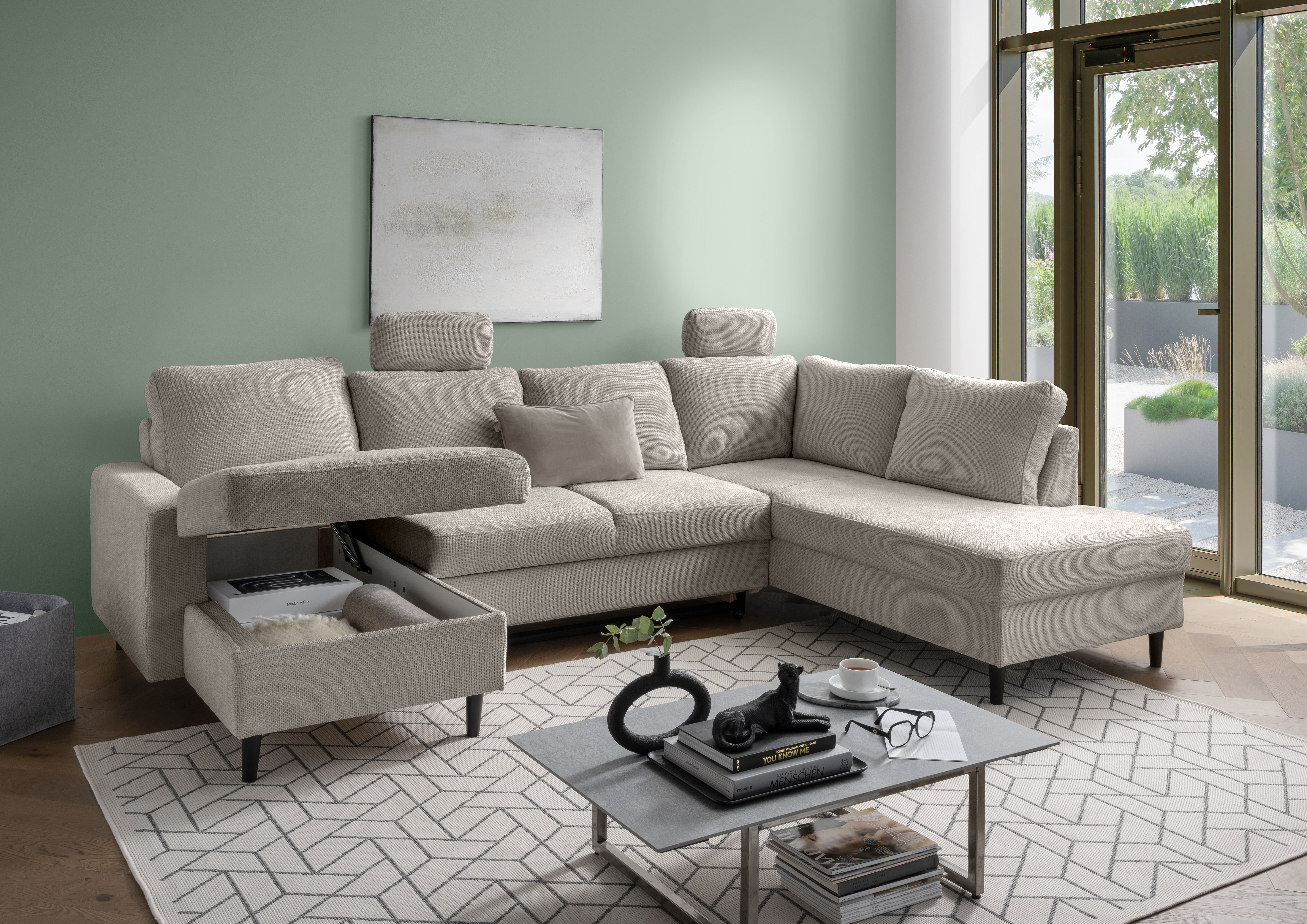 Wohnlandschaft PASSIONE ca. 153x305x200cm ca. 250x116cm in Amalfi taupe Wohnlandschaft PASSIONE ca. 153x305x200cm ca. 250x116cm in Amalfi taupe
