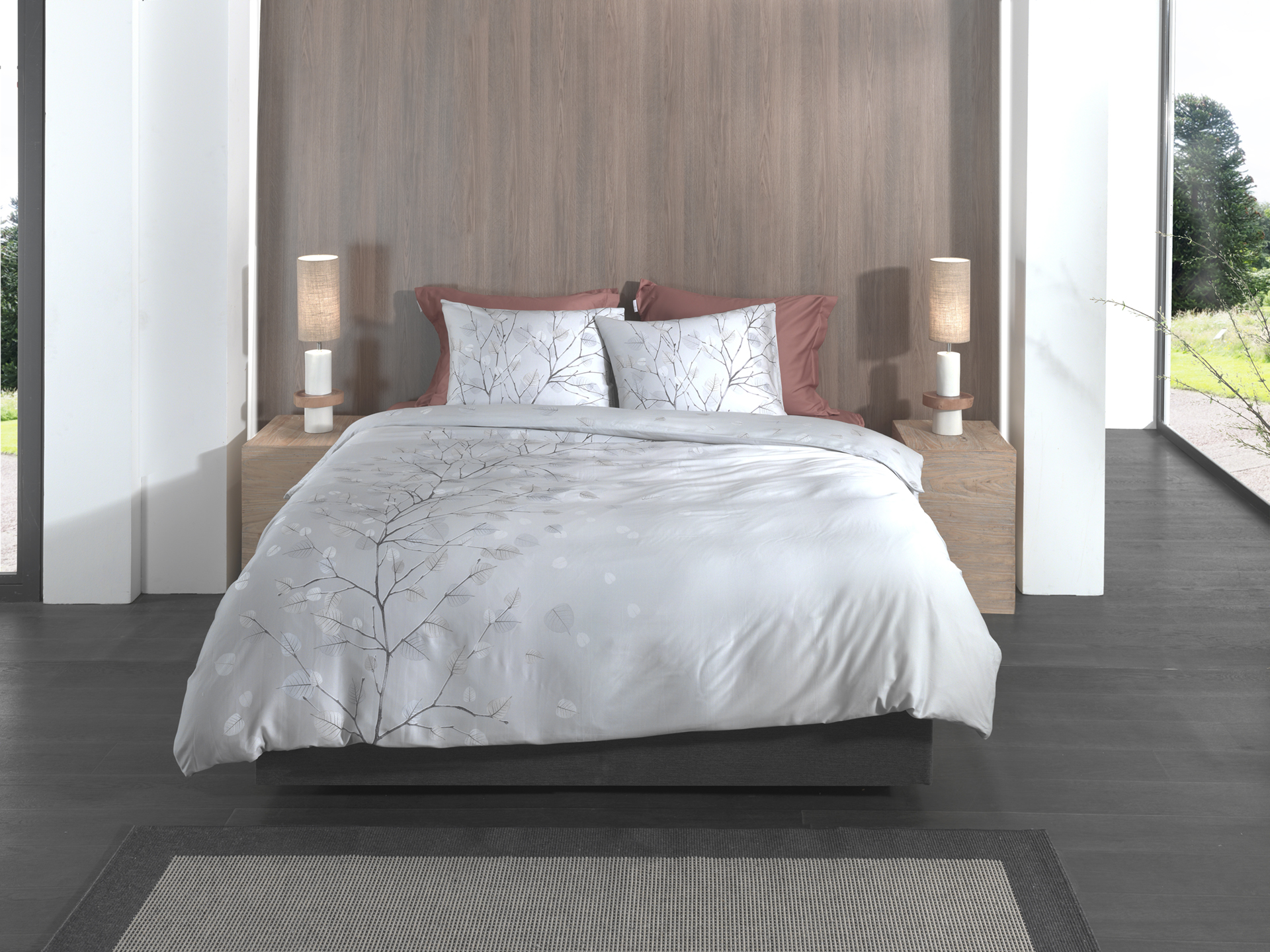 Heckettlane Bettwäsche ca. 155x220cm in Farbe Light-Grey, Innenarchitektur, Mobiliar, Bett, Kissen, Kerze