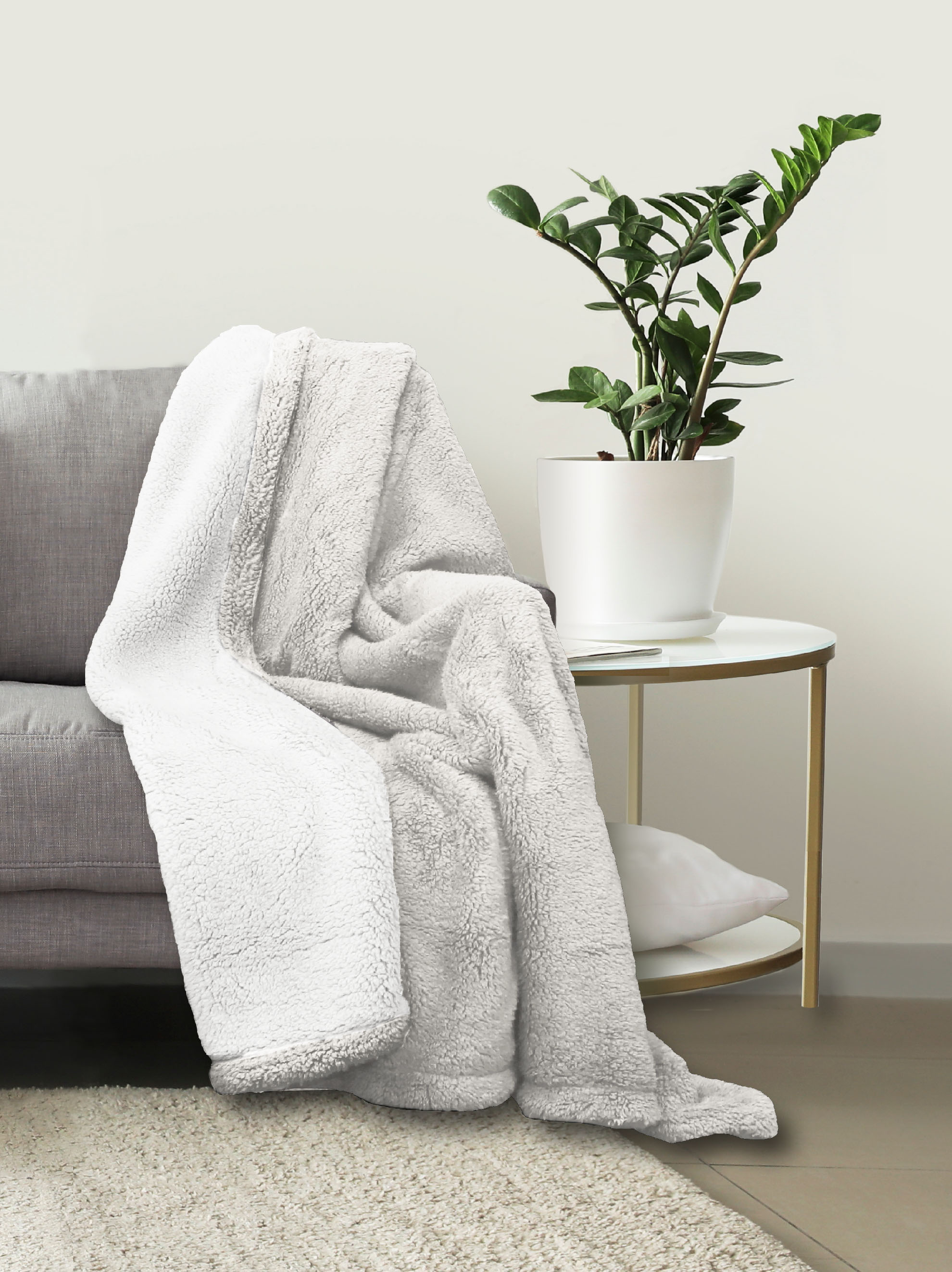 Biberna DECKE-Wohndecke ca. 150x200cm in Farbe Offwhite, Pflanze, Handtuch, Badetuch