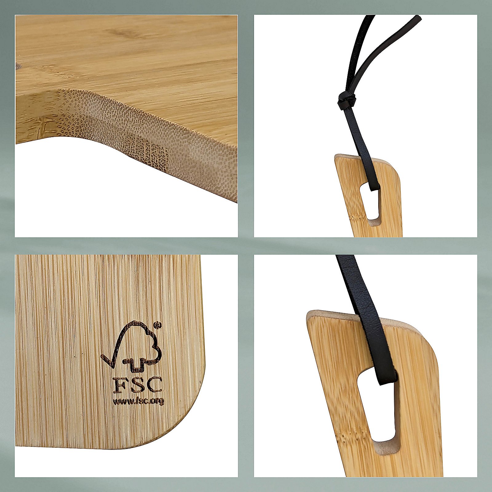 Kela Schneidebrett Cosma in 33x21cm, Holz, Schneidbrett, Bambus, Trageband, FSC, Bambus, Halterung aus Bambus, FSC-zertifiziert, Holzplatte, Seilband