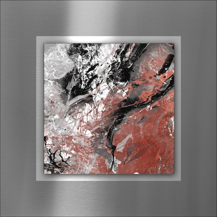 ProArt Double-Alu -Dibond bedruckt mit Aufsatz aus Dibond 50x50cm Black & Red Mix