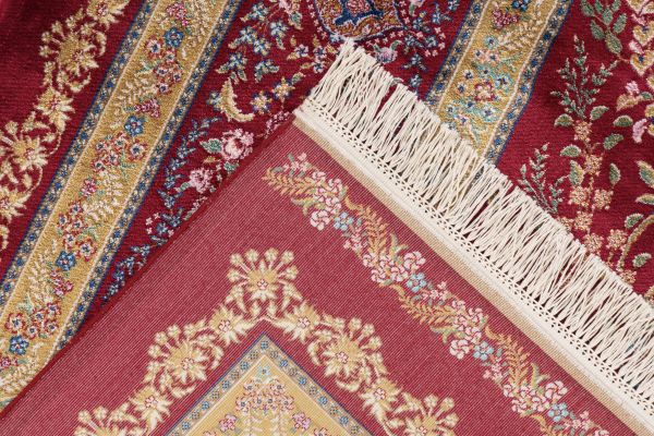 Webteppich PORTOFINO ca. 160x230cm in Farbe red, Teppich, Rotes Muster, Fransen, Spitzende, Möbel-Teppich