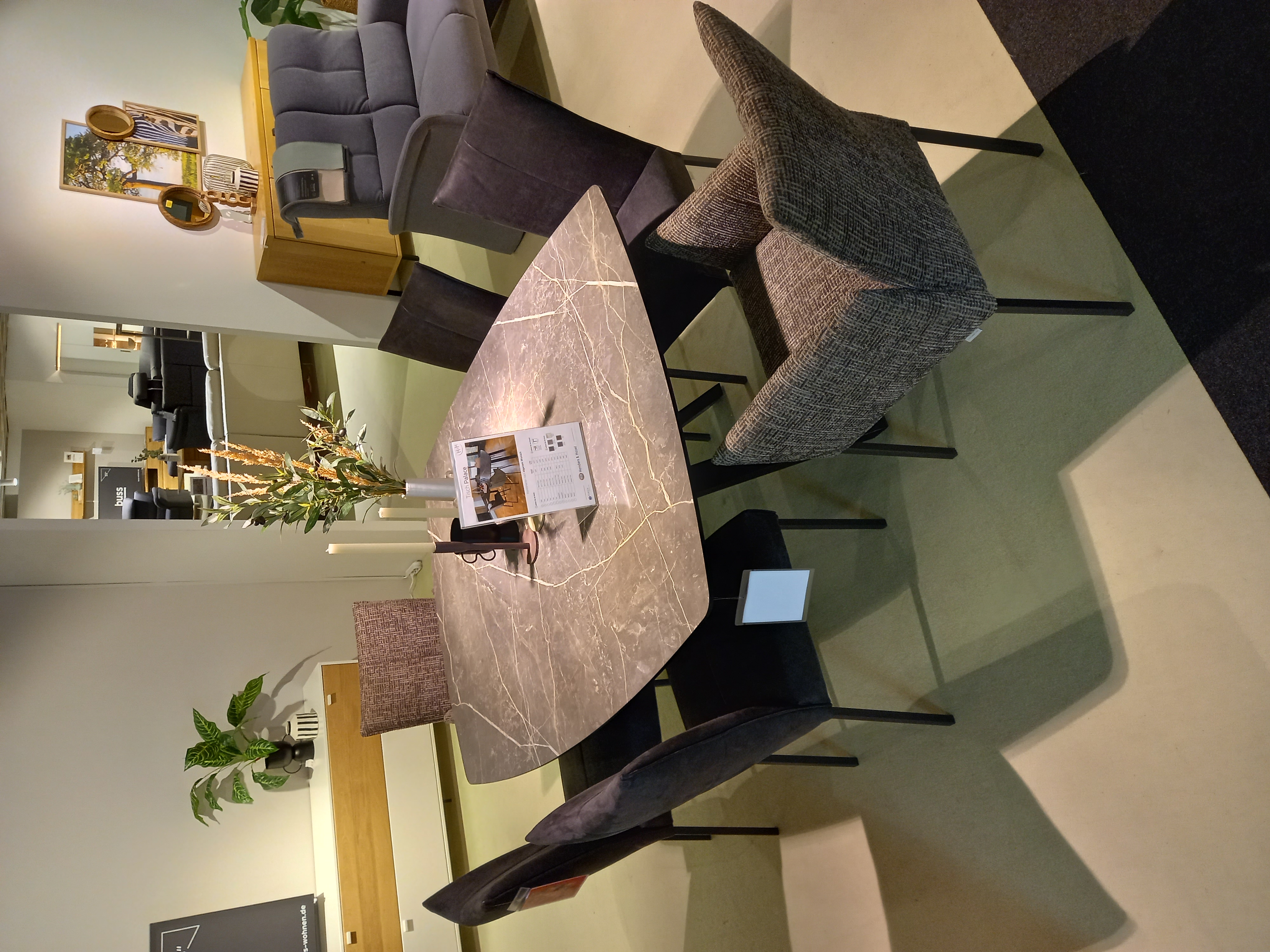 Henders & Hazel Esstisch PALACE ca. B120 H77 T150 cm in Platte Marmoroptik hellgrau, Tabelle, Esstisch, Fußboden, Bodenbeläge, Sperrholz