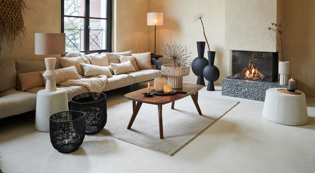 Light & Living Lampenschirm Zylinder Dark Linen in Grau