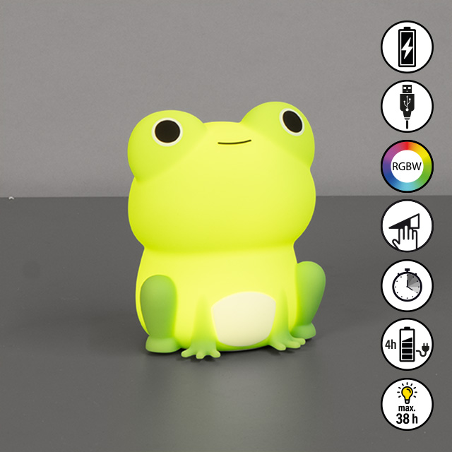 FH Lighting LED-Tischleuchte WILLI in Silikon grün, frog, Spielzeug, neon, Stofftier, gelb-grün