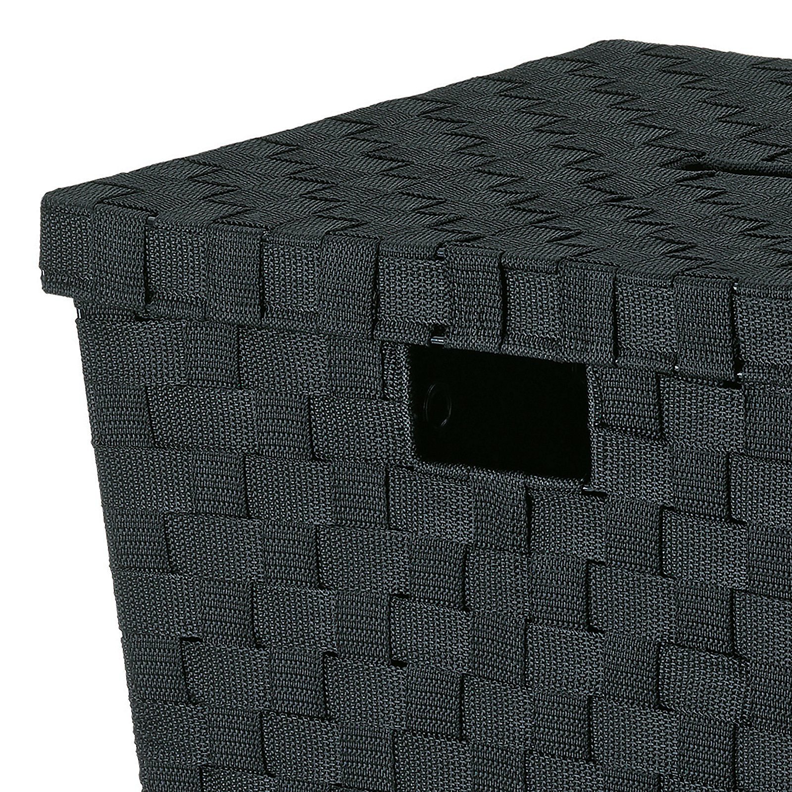 Kela Wäschebox ALVARO in Farbe Schwarz, Wandkorb, Sitzbox, Aufbewahrungskorb, Geflochten, Schwarz, Korb, Aufbewahrung, Hochgewebt, Stoffkorb, schwarz